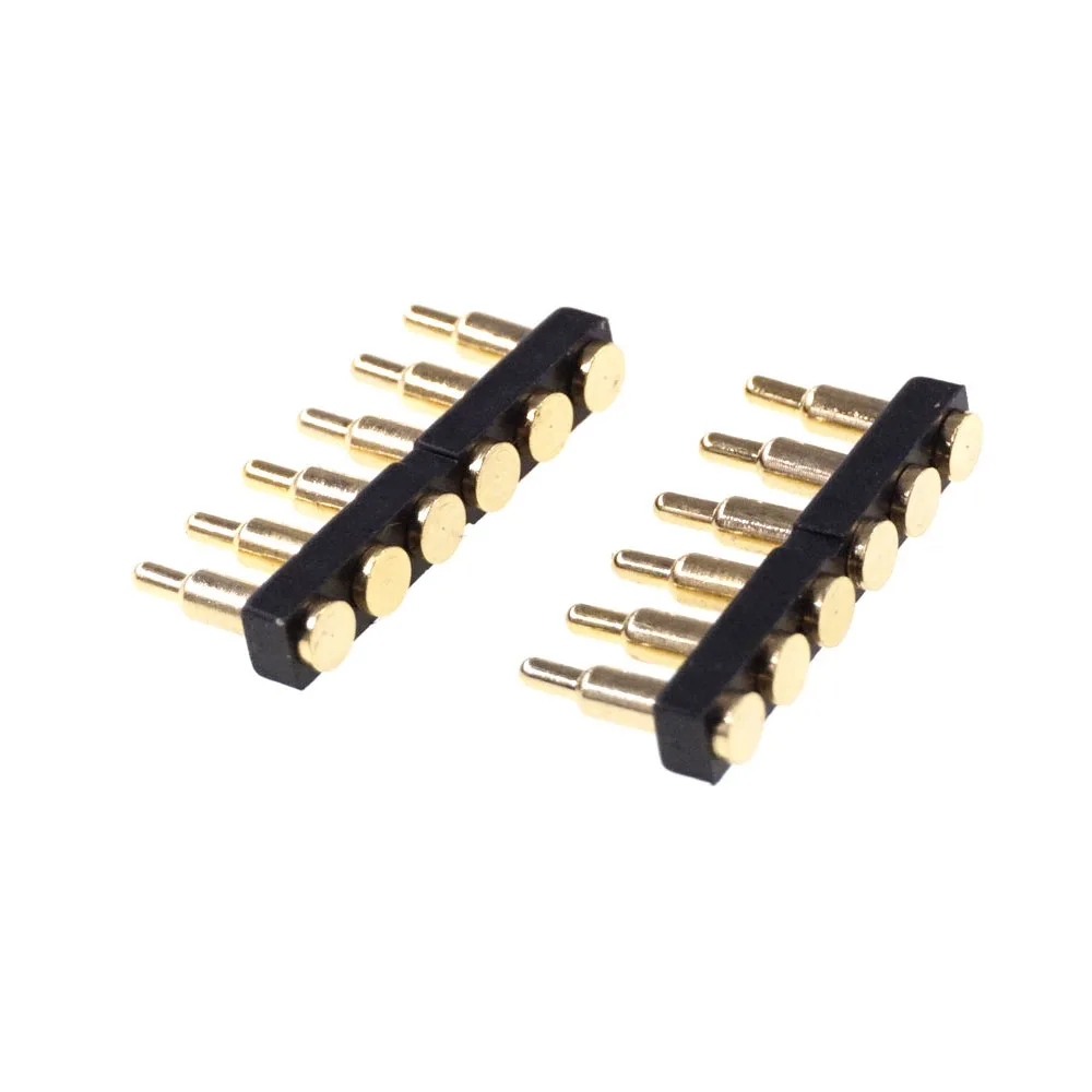 100 Pcs SMD Pogo Pin Connector 6 Pole Single Row Pogopin Battery Spring Loaded Contact SMT 7.0mm Height 2.54mm Pitch Power