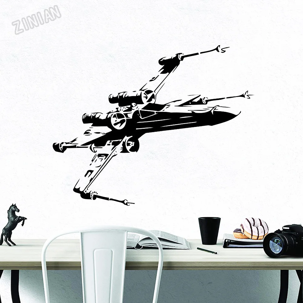 

X-Wing Fighter Настенная Наклейка космический корабль виниловая наклейка художественный Декор Фреска Съемная фотография для подростковой спальни Y221