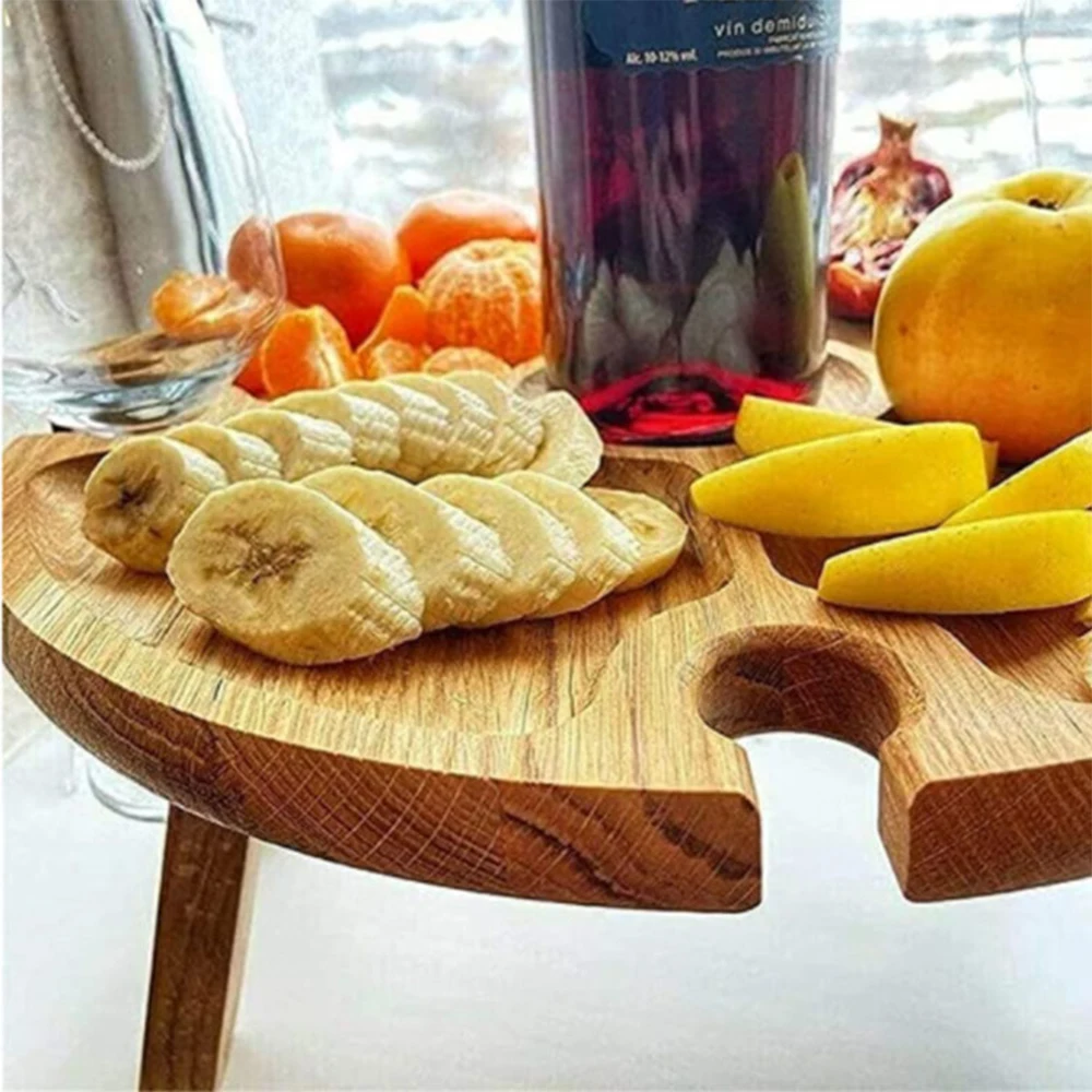 Деревянный складной стол для пикника на открытом воздухе со стеклянной стойкой