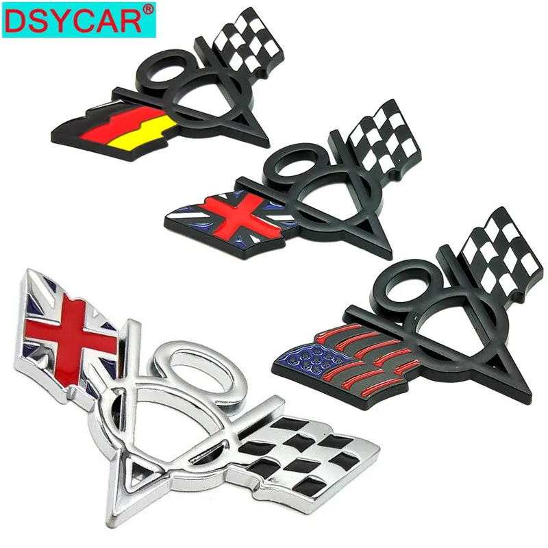 

DSYCAR 1Pcs Fashion 3D Metal V8 National Flag Emblem Sticker Car SUV Body Exterior Cover Decals DIY Car-Styling 3D Stickers New