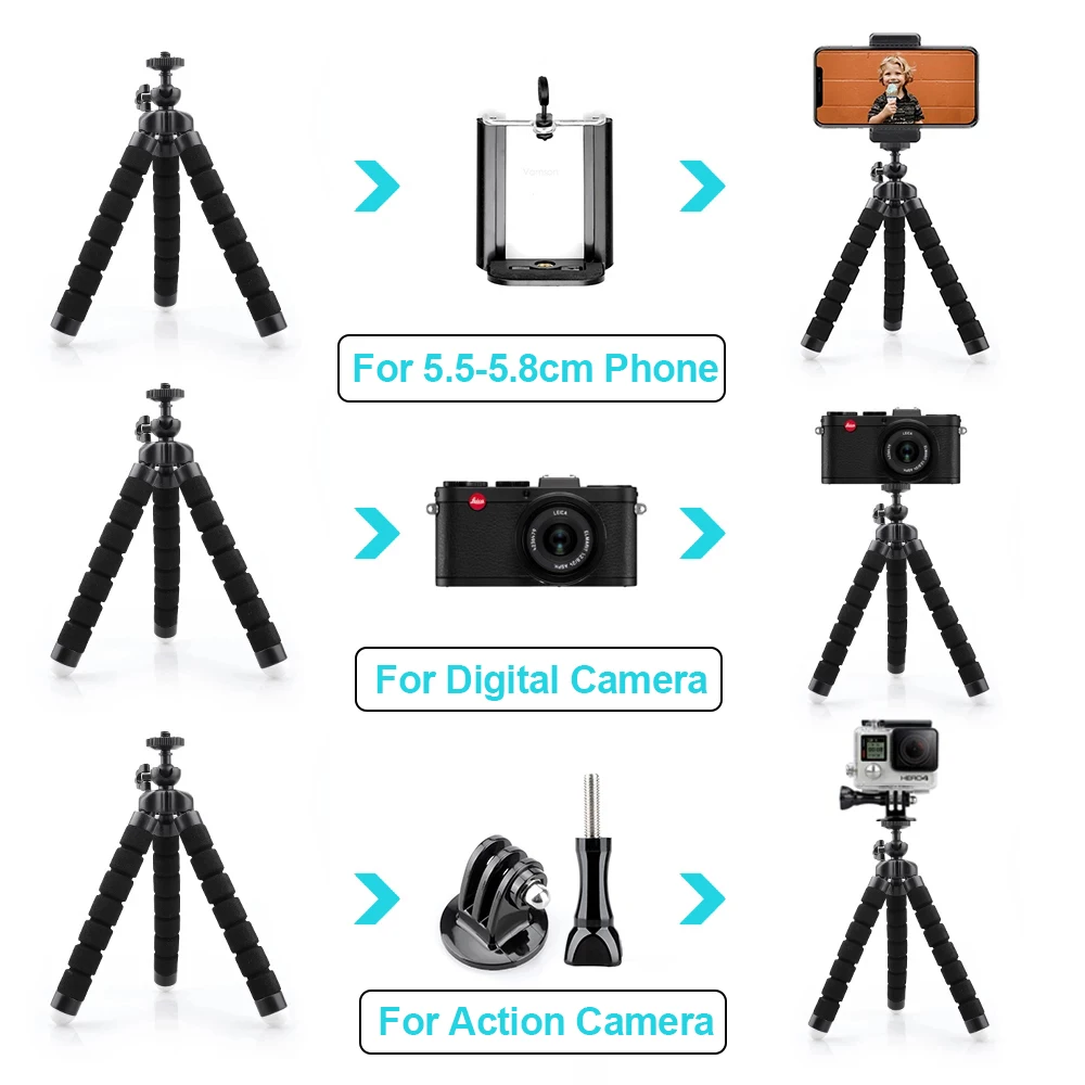 Штатив для телефона гибкий губчатый мини-штатив-Осьминог смартфонов iPhone Samsung Xiaomi