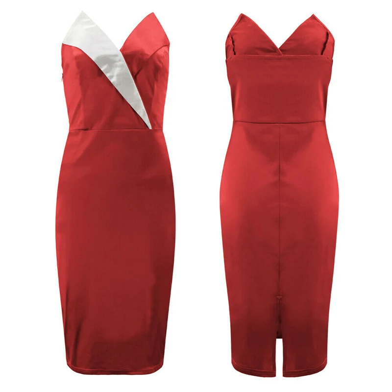 

2019 New Bandage Dress Strapless Knee Length Pencil Bodycon Lady Work Office Patchwork Dresses Vestido De Renda Autumn Dress