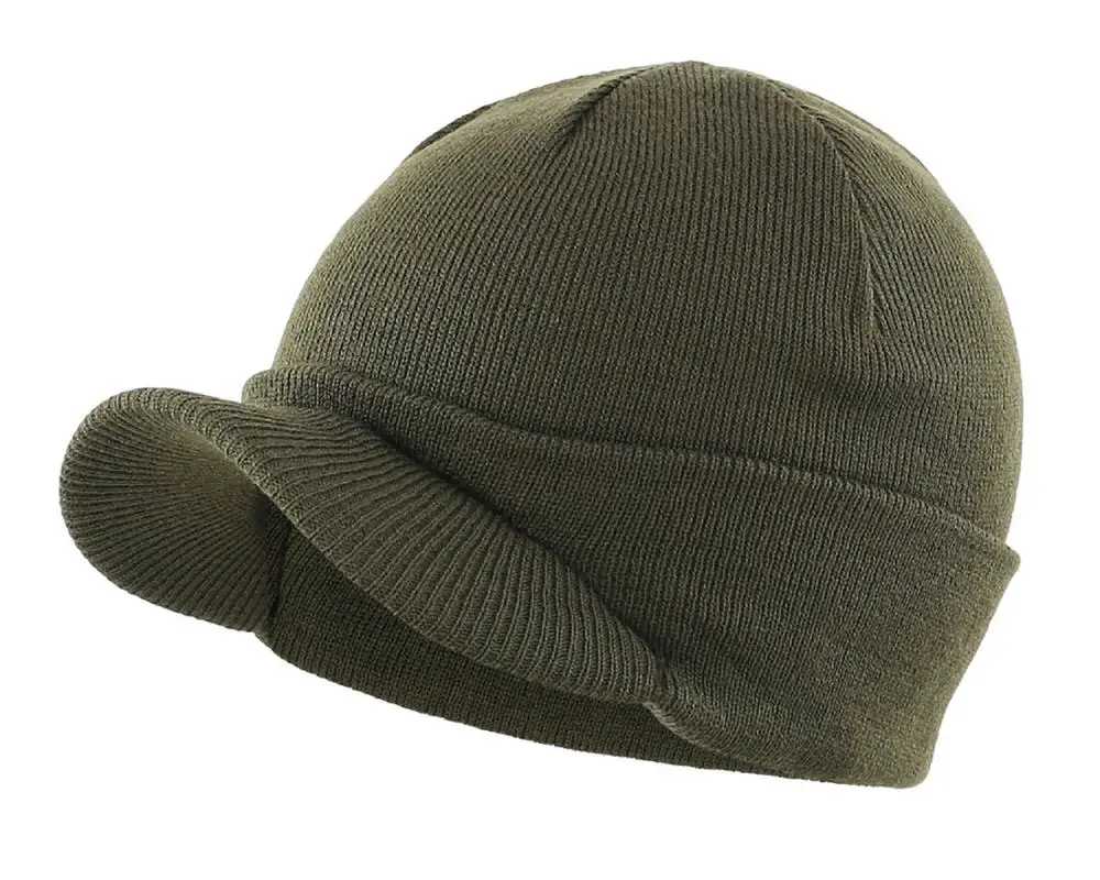 Army Green Connectyle Мужская модная зимняя в стиле бини шапка с полями, Теплая двойная Мягкая вязаная шапочка с манжетами, зимняя уличная шапка - Цвет: Army Green