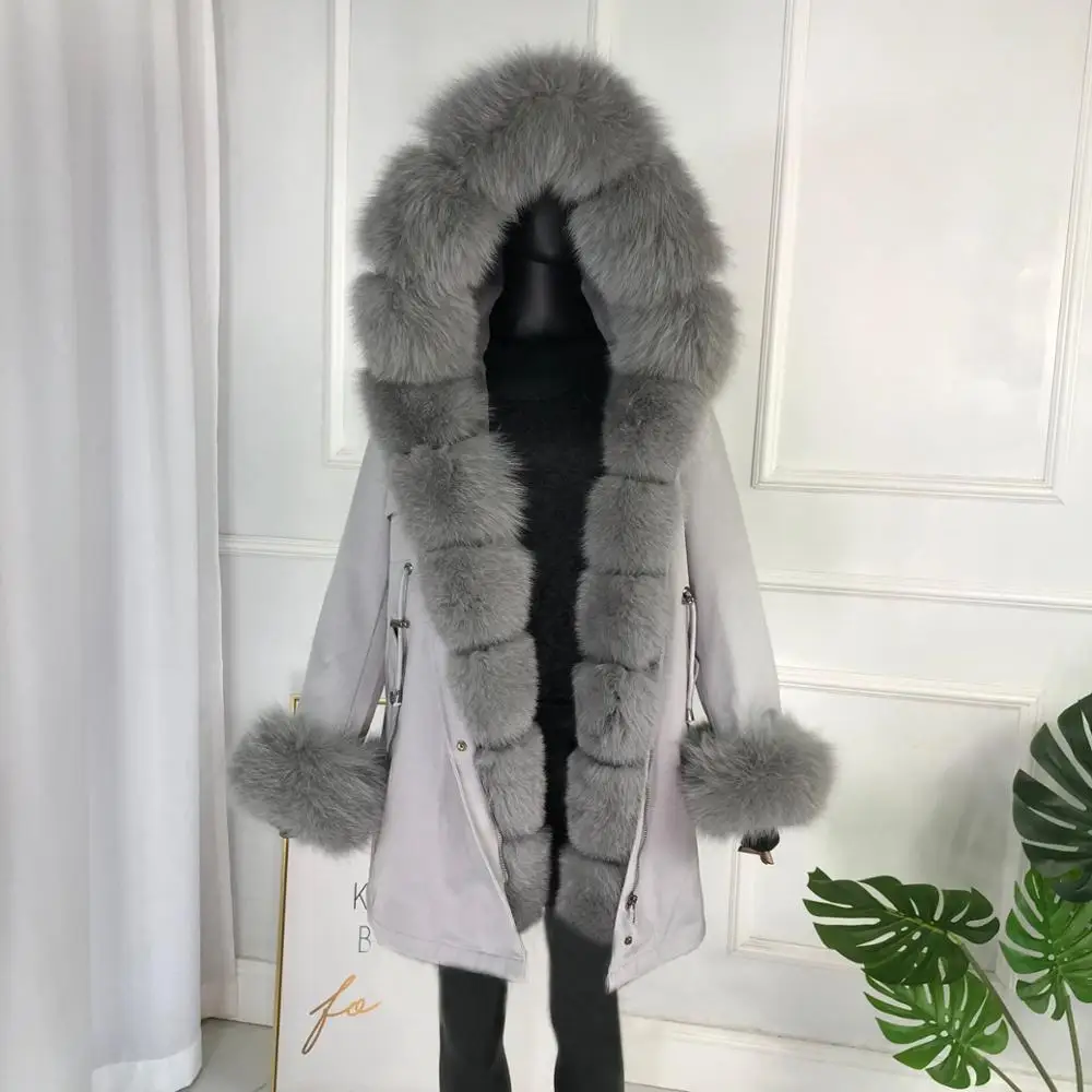 Новые чернобурки меховой парка пальто женские трикотажные silver fox меховой подкладке парки Черный зимой толстые Настоящее пальто с мехом теплые женские верхняя одежда - Цвет: 26