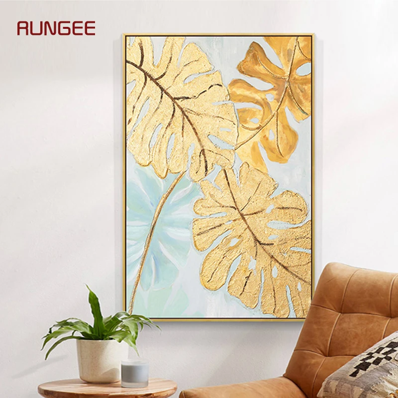 KOWELL 100% роспись вручную современные роскошные листья картина маслом на холсте