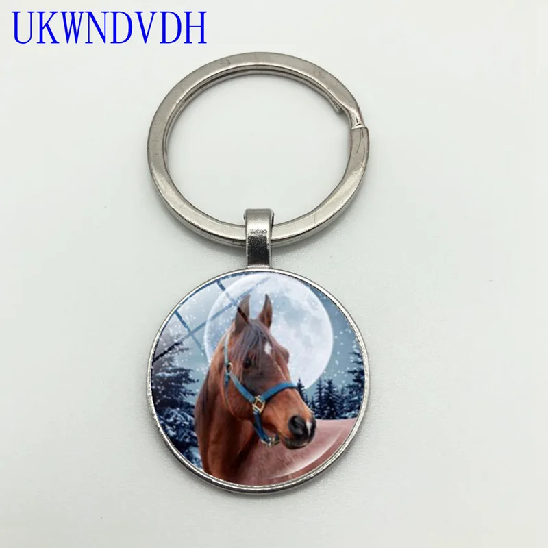 Лошадь стекло кулон брелок креативный для ключей ювелирные изделия в зимнюю