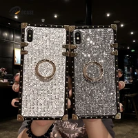 for iphone 12 11 pro 7 8 plus x xr xs max case luxury square rivet metal stand phone cover for samsung galaxy note10 20 s10 plus