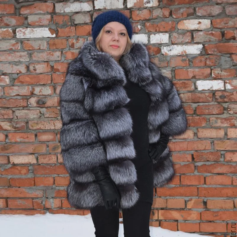 Tatyana Furclub натуральное меховое пальто из натурального серебристого лисьего меха с воротником теплое зимнее женское повседневное пальто из натурального меха серебристой лисы