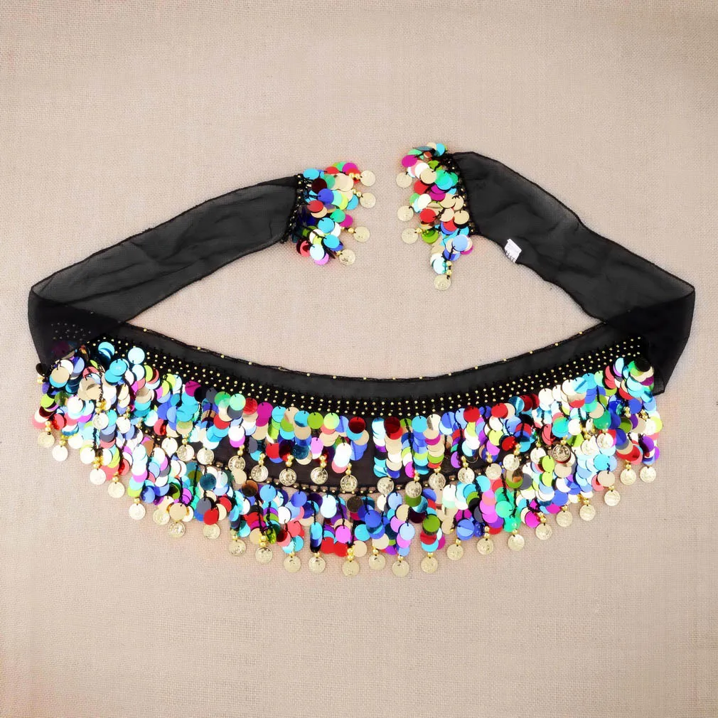 

New Popular Hot Selling Dancing Coin Chain Sequin Belly Dance Hip Skirt Scarf Wrap Belt Waistband Hot