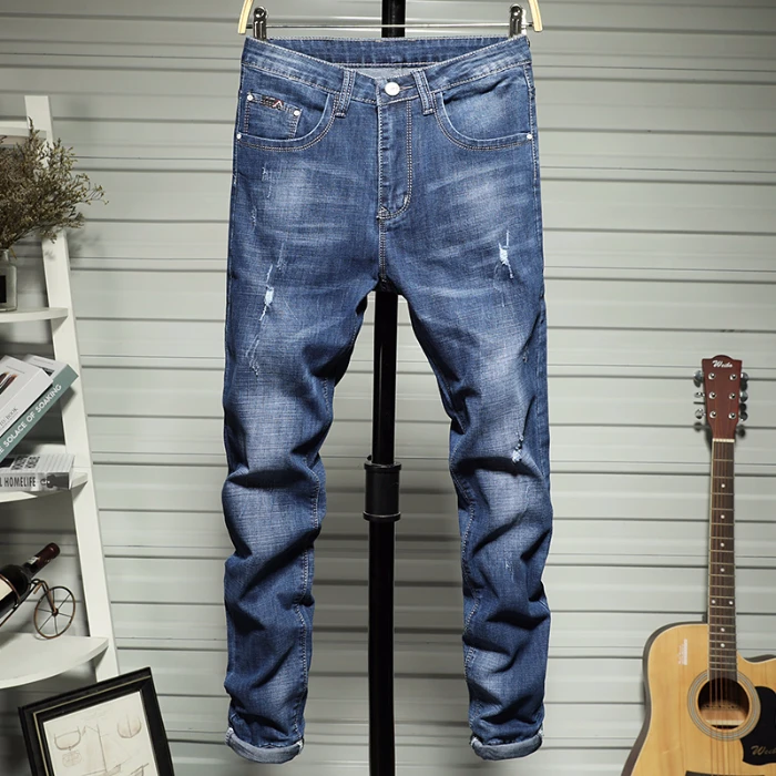 Джинсы для мужчин индивидуальные обтягивающие прямые брюки с дырками