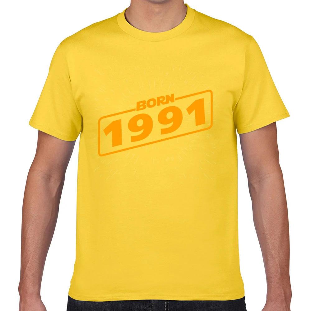 Tops T Shirt Men birthday present born 1991 year Funny White Geek Cotton Male Tshirt XXX | Мужская одежда
