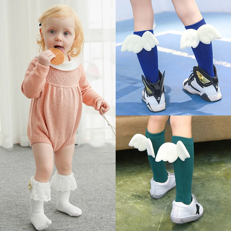 От 1 до 10 лет детские носки креативные высокие с крыльями ручной работы для