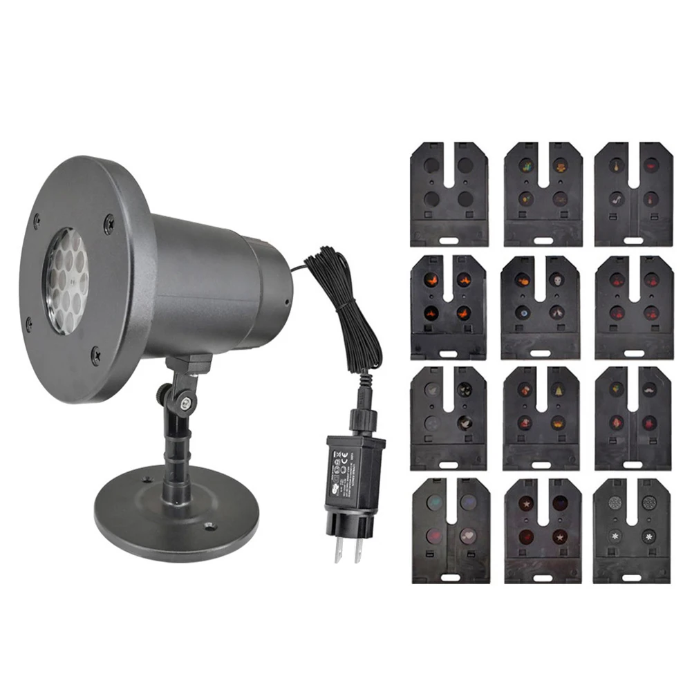 Рождественский уличный светодиодный проектор в виде снежинок с 12 узорами