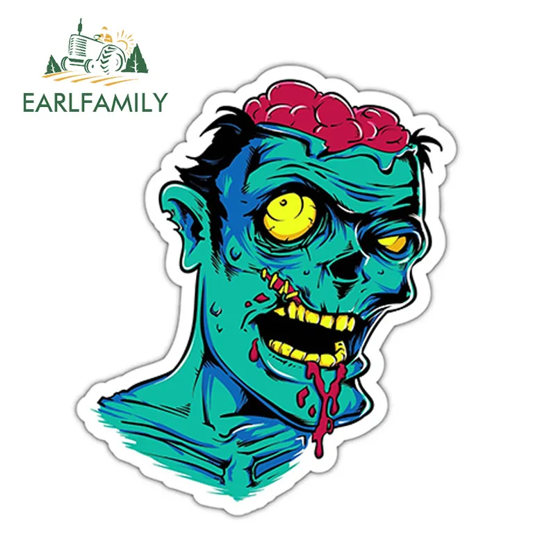 

EARLFAMILY 12 см x 10,1 см умный зомби скейтборд Наклейка виниловая страшная монстра наклейка украшение