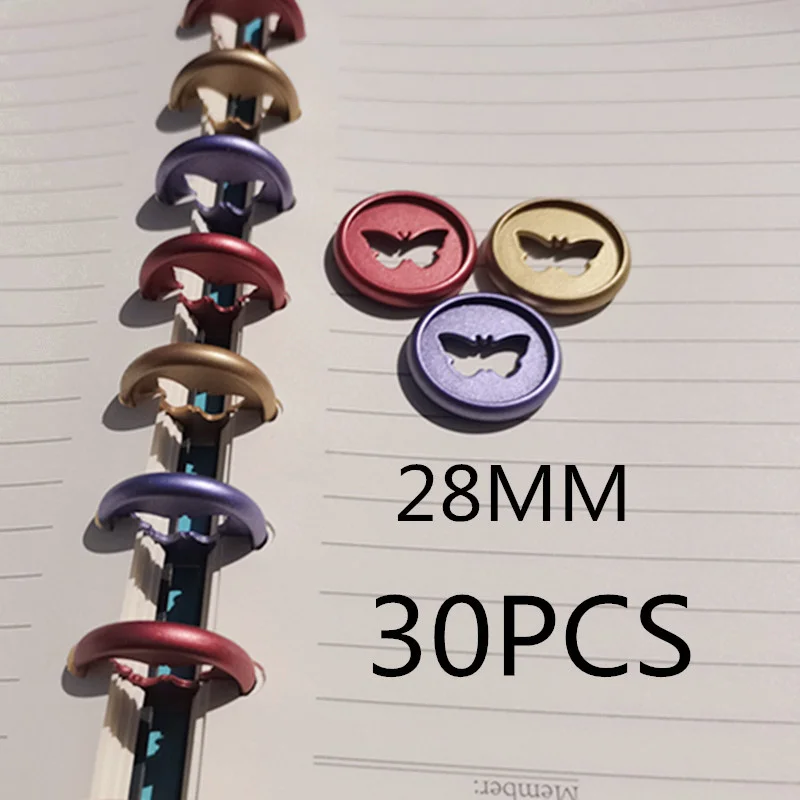 

30PCS28MM color matte binding disc buckle, plastic binding ring, butterfly style loose-leaf mushroom hole binding CD,