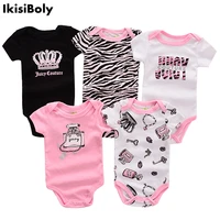 newborn baby girls bodysuits romper 5 pack infant cotton short sleeve fashion clothes girl print suit toddlers babies 3 12m new