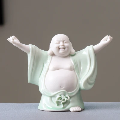 

Креативная керамическая благоприятная Будда maitreya, новый китайский стиль, гостиная, офис, установите мир, автомобильная фигурка