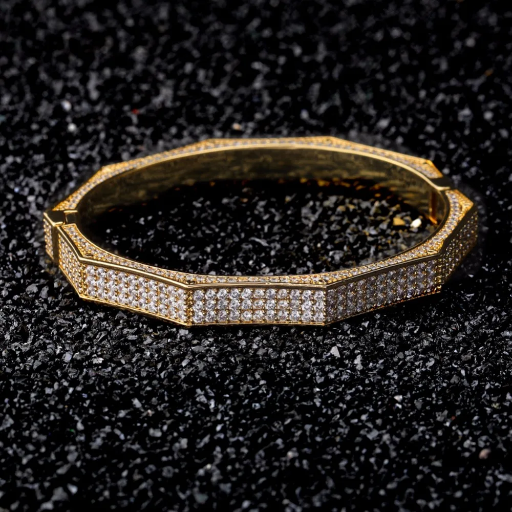 CUCY Хип Хоп мода многоугольный браслет золото/посеребренный Iced Out Micro Pave AAA CZ камень цветной браслет для мужчин и женщин