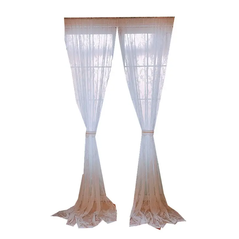 Пасторальный ветер белый кружево Занавес отель пряжа свадебный Тюль стержень