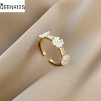 qeenkiss rg749 2022 fine jewelry wholesale fashion woman girl birthday wedding gift white flower open aaa zircon 18kt gold ring