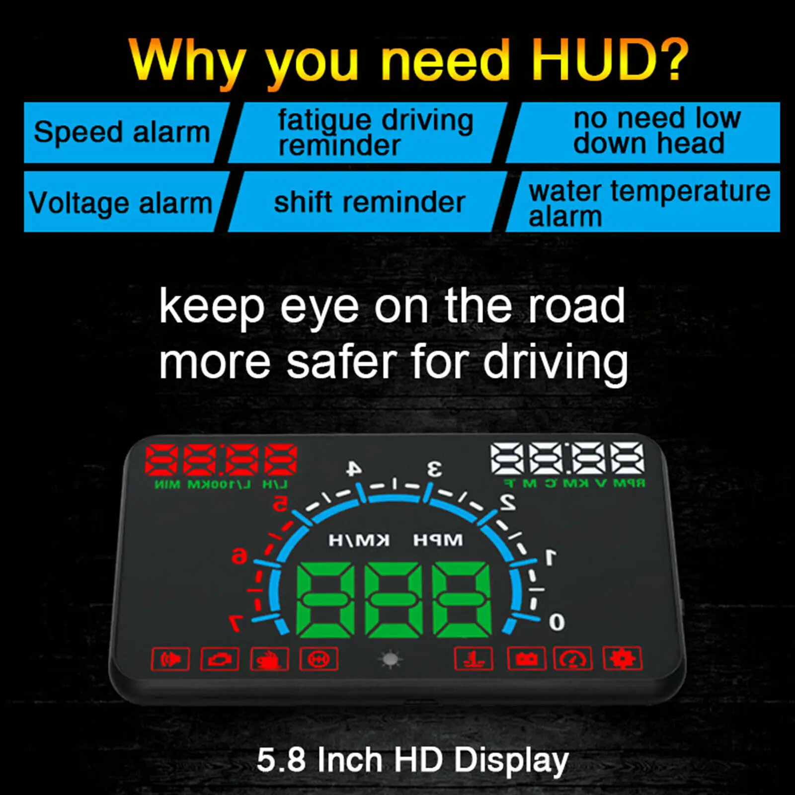 Автомобильный индикатор HUD OBD II автомобильный OBD2 5 8 дюйма экран приборной панели