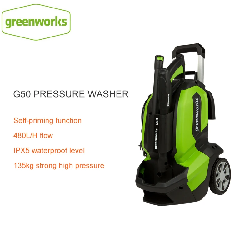 Портативная Электрическая Мойка под давлением Greenworks G50 220 В 1900 Вт моющая струя