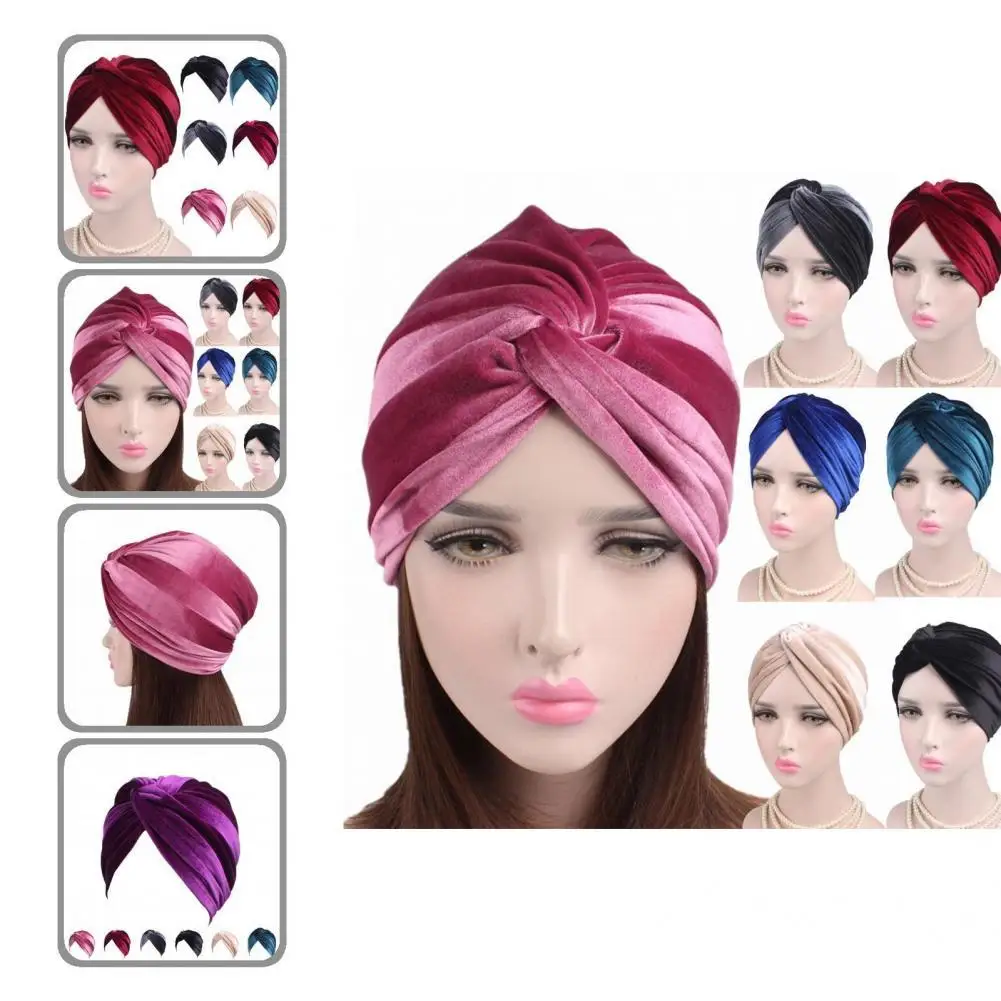 

Женская Популярная эластичная однотонная шапка, головной убор, тюрбан, шапка, подходит для весны, осени и зимы