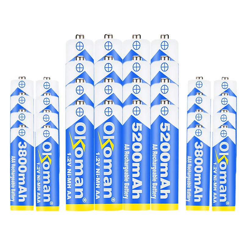 1 2 v Ni MH 5200mAh AA Аккумуляторная батарея перезаряжаемая и AAA 3800mAh аккумуляторная для