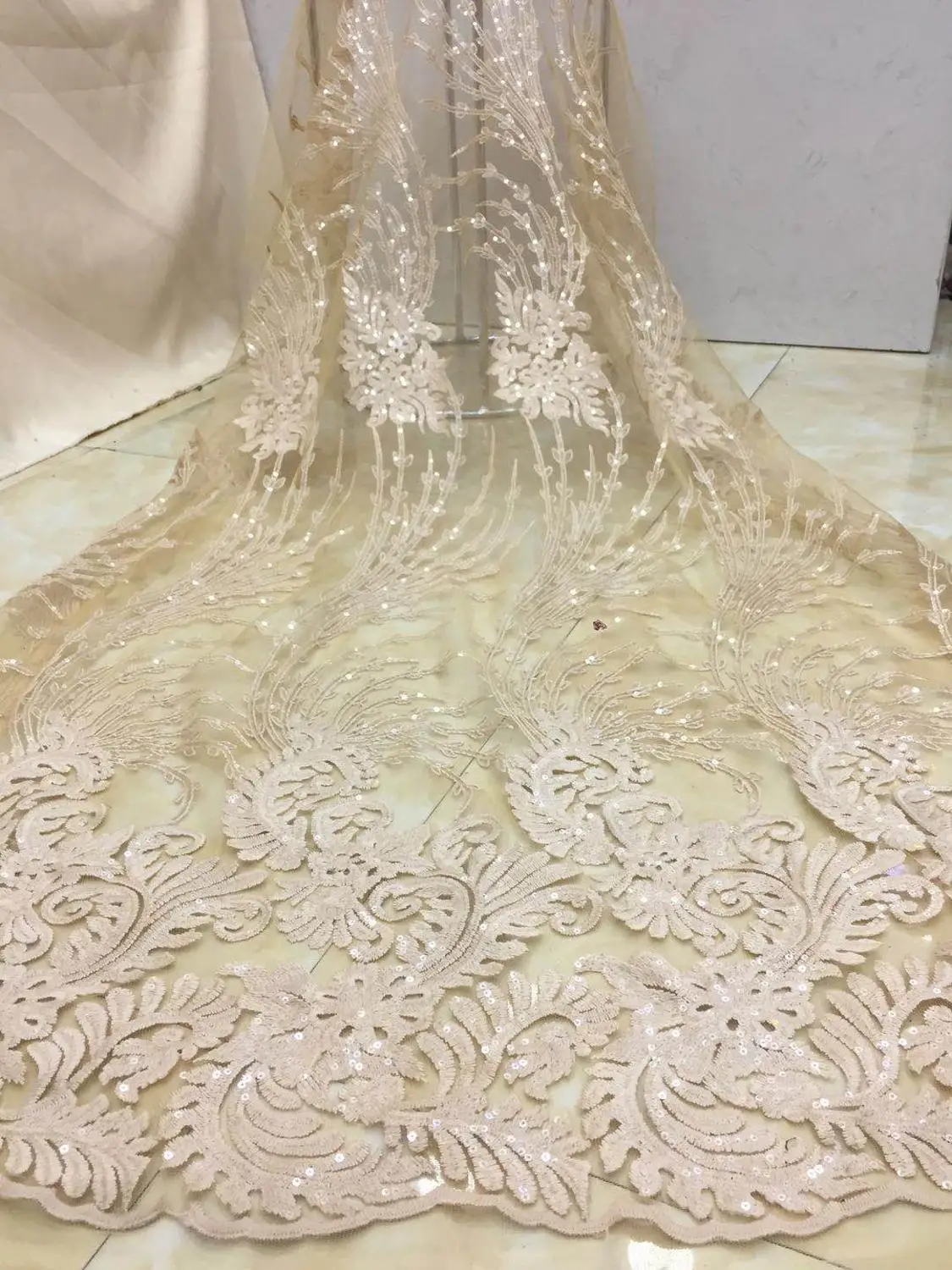 Высококачественная нигерийская 3D Свадебная кружевная ткань серое новейшее