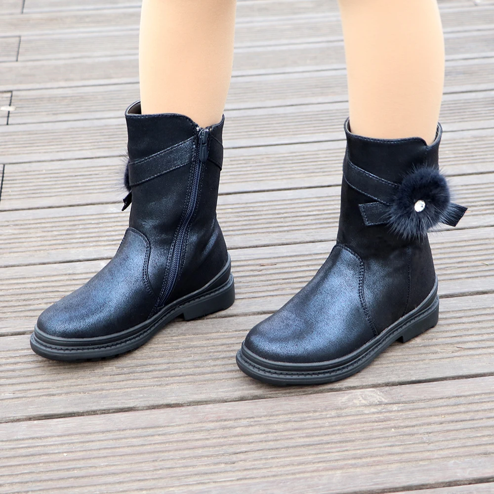 

Winter Waterproof Girls Felt Boots Pu Leather Mid-Calf Children's Shoes Warm Plush Rubber Winter Snow Boots for Girls EU 27-32