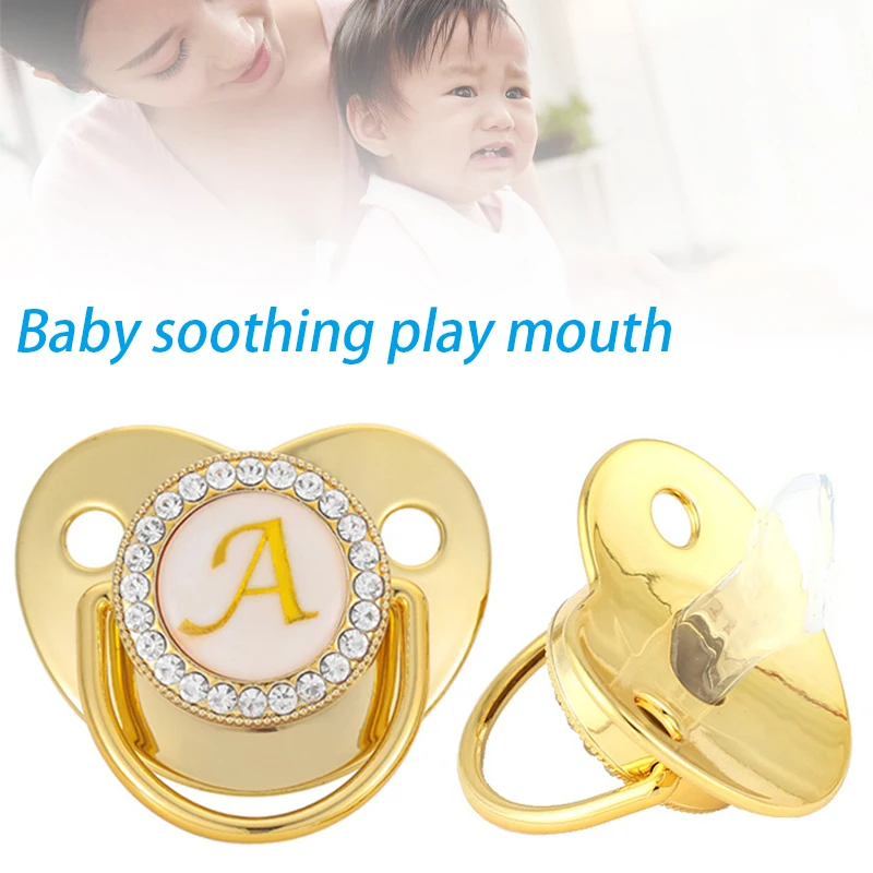 

2020 Silicone Baby Pacifier with Cloth Pin Clip Name Letter Teething Soothie Pacifiers 2 Air Holes for Added Safety