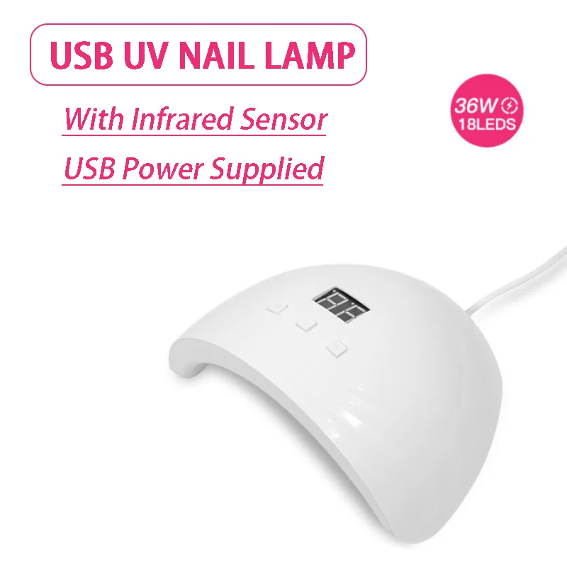 

Max 36W LED Lamp Nail Dryer 18 LED UV Lamp Drying Machine Gel Polish 60s/80s/99s Timer Smart Auto IR Sensor USB Manicure Tools