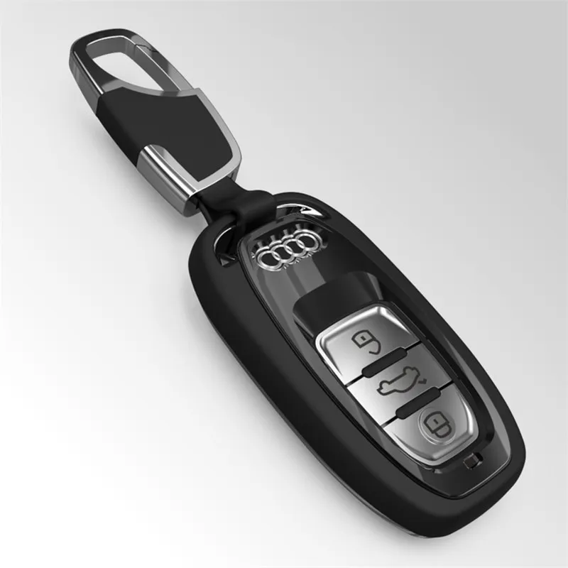 Защитный чехол ключа автомобиля для Audi A4L A5 A6 A6L Q5 S5 S7 защиты оболочки стайлинга автомобилей гальванический Чехол Чехлы - Название цвета: Black-BUCKLE
