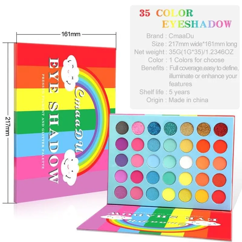 35 цветов радужные милые вечерние тени для век Палитра неоновый макияж палитра