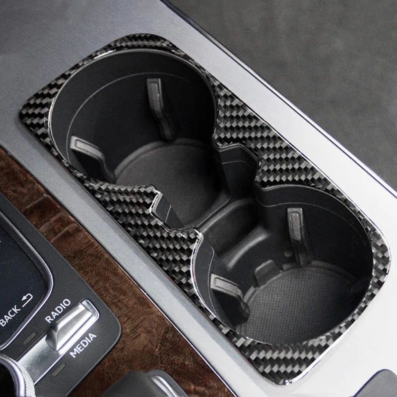 

Carbon Fiber Console Gear Water Cup Holder Frame Decoration Cover Sticker Trim For Audi Q7 2016-19 Interior Accessories