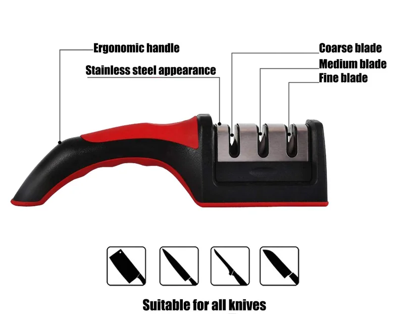 3 ступенчатая точилка для кухонных ножей профессиональный точильный камень