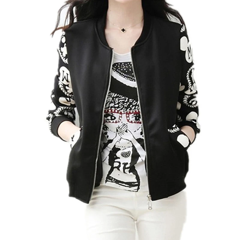 Куртка-бомбер женская с принтом модная базовая короткая куртка на молнии в стиле