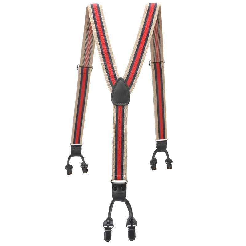 3 см ширина мужские унисекс подтяжки 6 зажимов полосатая пряжка с покрытием