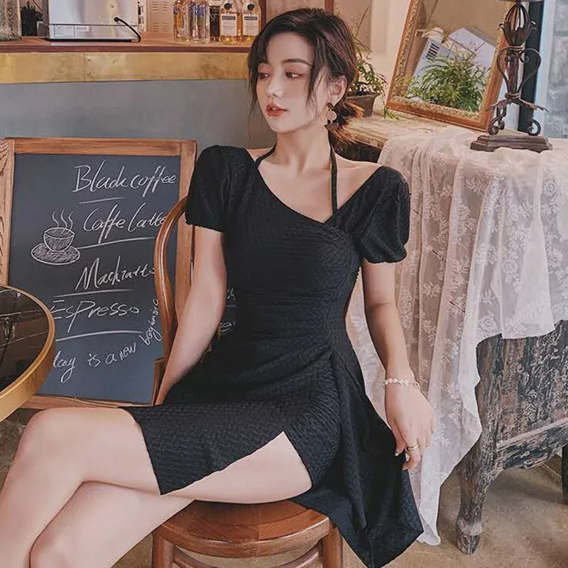 

Swimming Shorts Woman 2021 Swimsuit Push Up Swimwear Women One Piece Swim Wear Large Size Girl New Summer Cover Long Sleeve