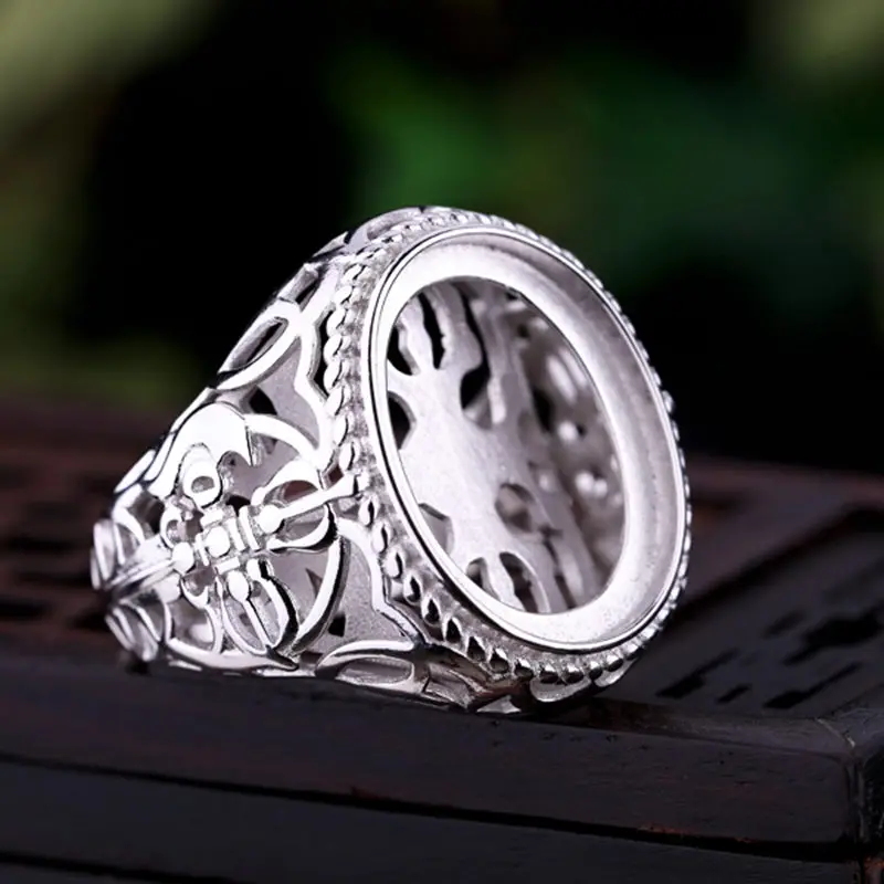 Мужское кольцо из стерлингового серебра 925 пробы с овальным кабошоном 15x19 мм