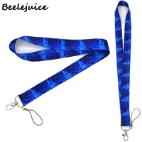 blue rose flowers neck strap lanyards id badge card holder keychain mobile phone strap gift ribbon webbing necklace decorations