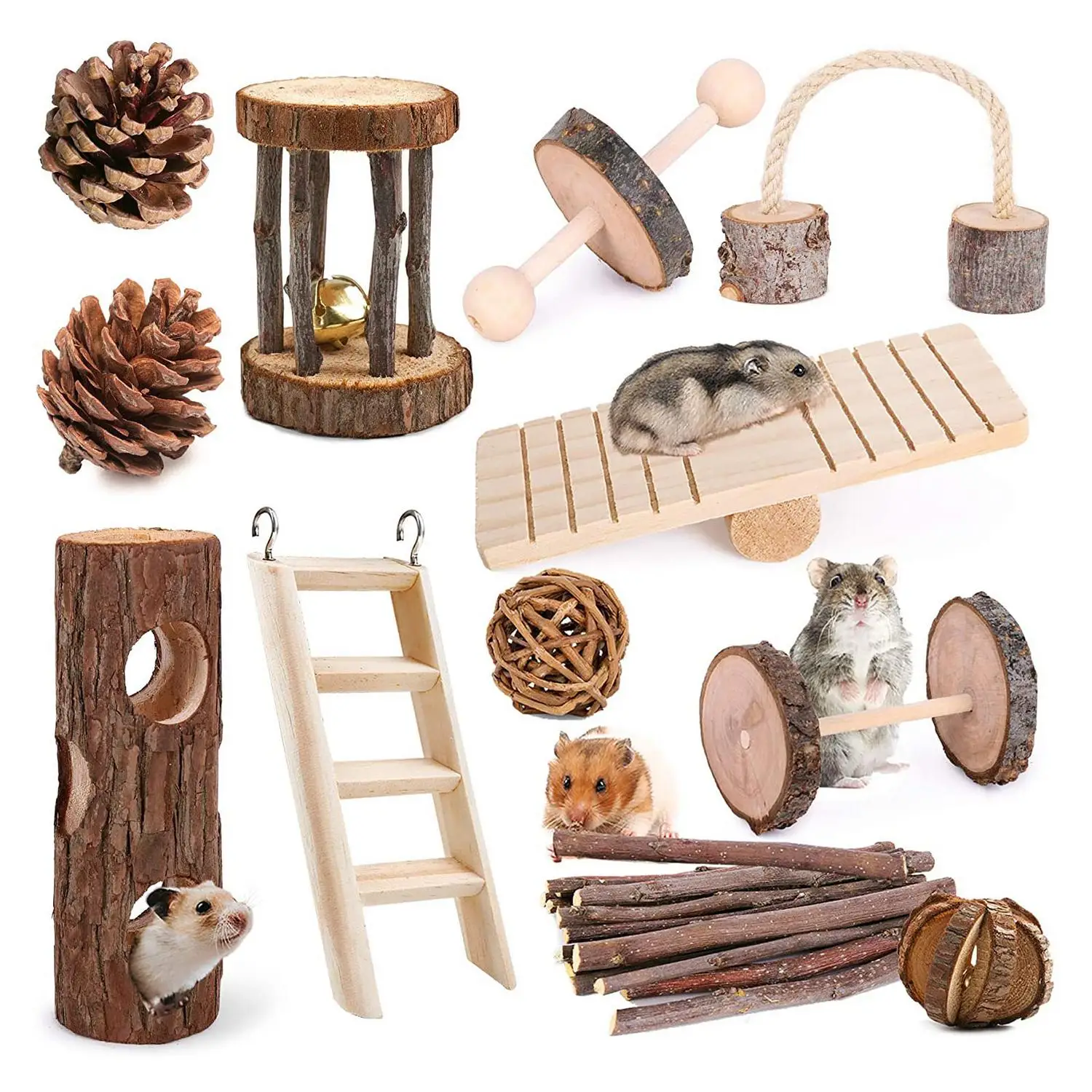 12 шт./упак. деревянные хомяк стоматологической помощи жевательные игрушки набор