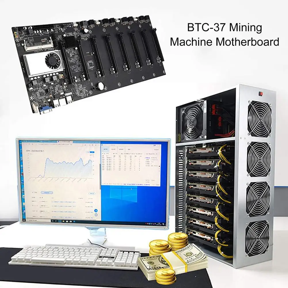 BTC 37 материнская плата для горнодобывающей машины поддержка SODIMM DDR3/DDR3L 1066/1333/1600MHz