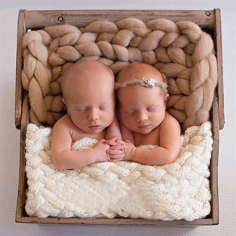 Высокое качество вязаное вручную шерстяное крючком детское одеяло реквизит для