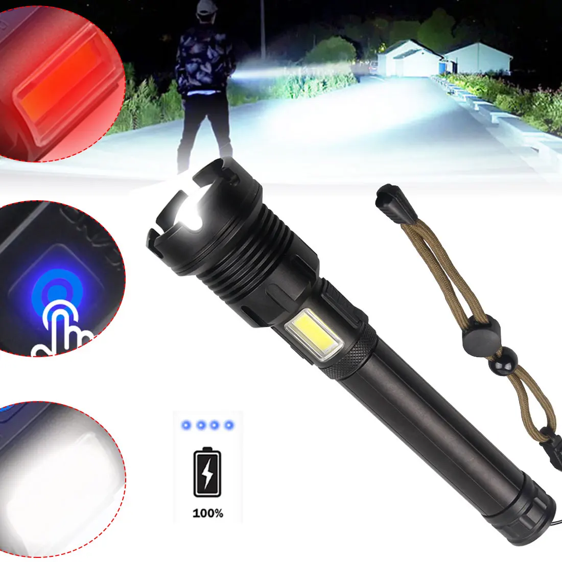 

Xhp90 Led Torch Powerful Flashlight Hunting Tactical Flashlight Led Xhp70 Torch Light USB Rechargeable Flash Light