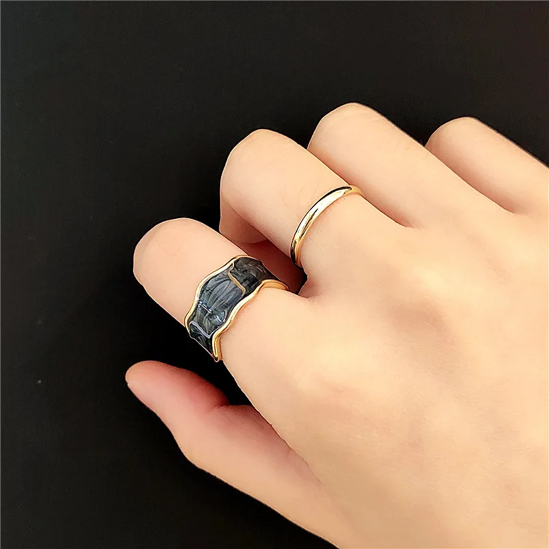 

Contracted and irregular two-piece women fashion ring ins tide restoring ancient ways cold wind index finger ring ring small ope