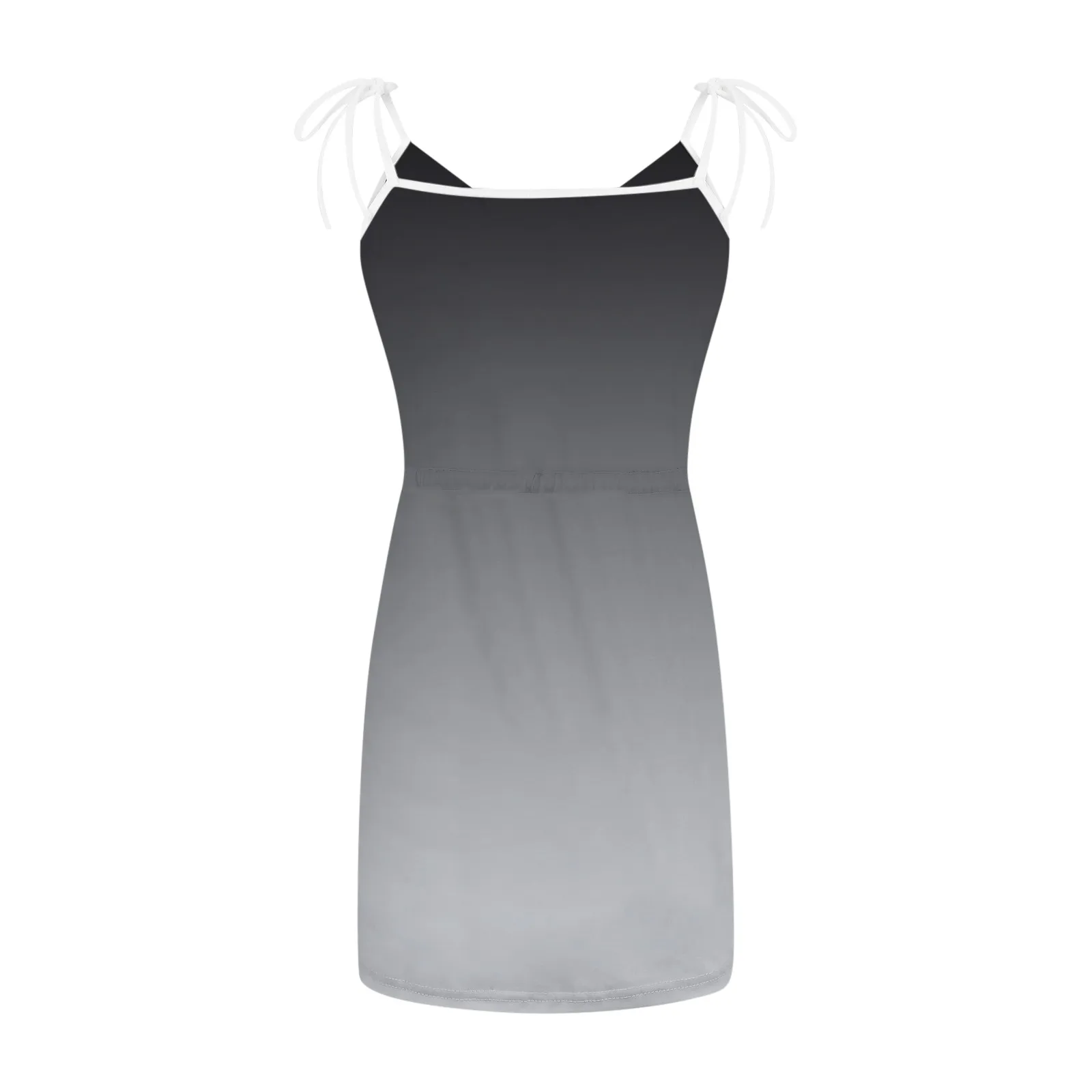 

SAGACE New Casual Women's Dress Ladies Casual Gradient Dress V-neck Sleeveless Loose Strap Pocket Mini Dress