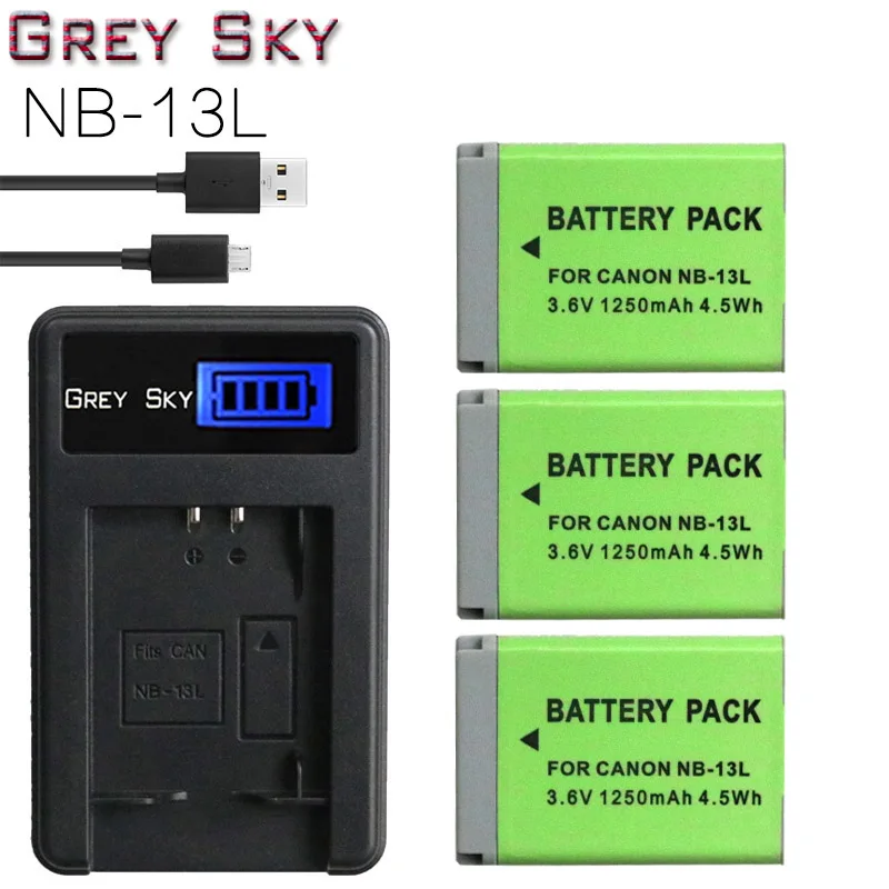 charger and 3battery NB-13L NB 13L NB13L батарея+ ЖК USB зарядное устройство для Canon PowerShot G5X G7X G9X G7 X Mark II G9 X, SX620 SX720 SX730 HS - Цвет: charger and 3battery