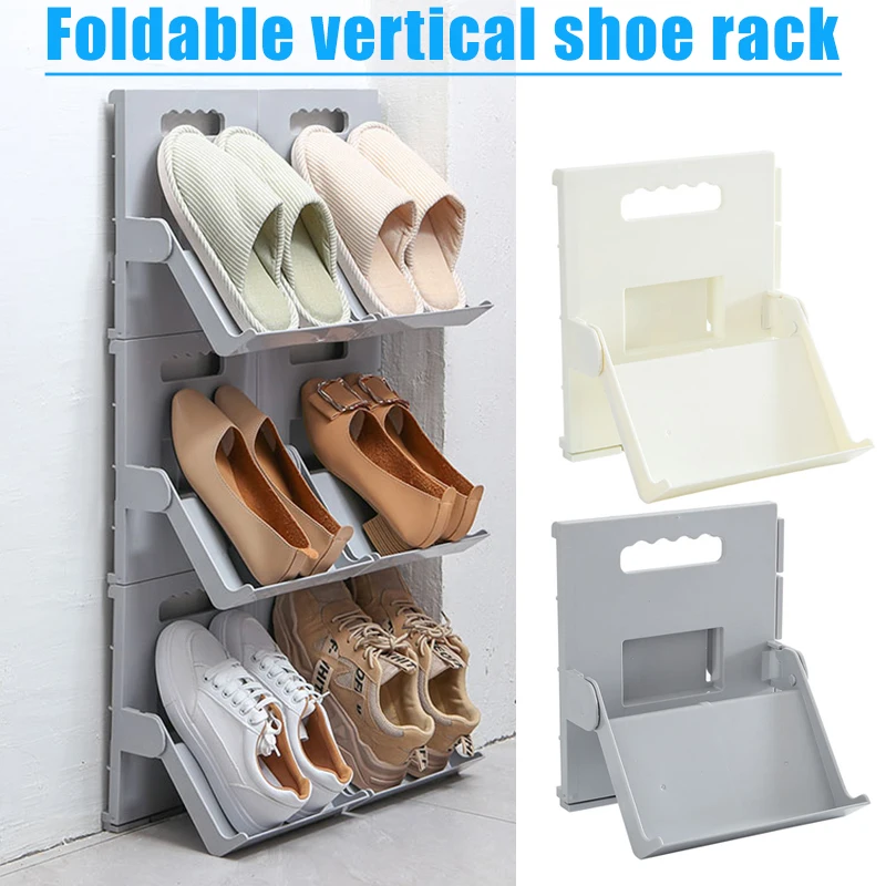 

1/2PCS Vertical Stackable Shoes Rack Foldable Space-saving Shoe Stand Shelf Organizer JA55