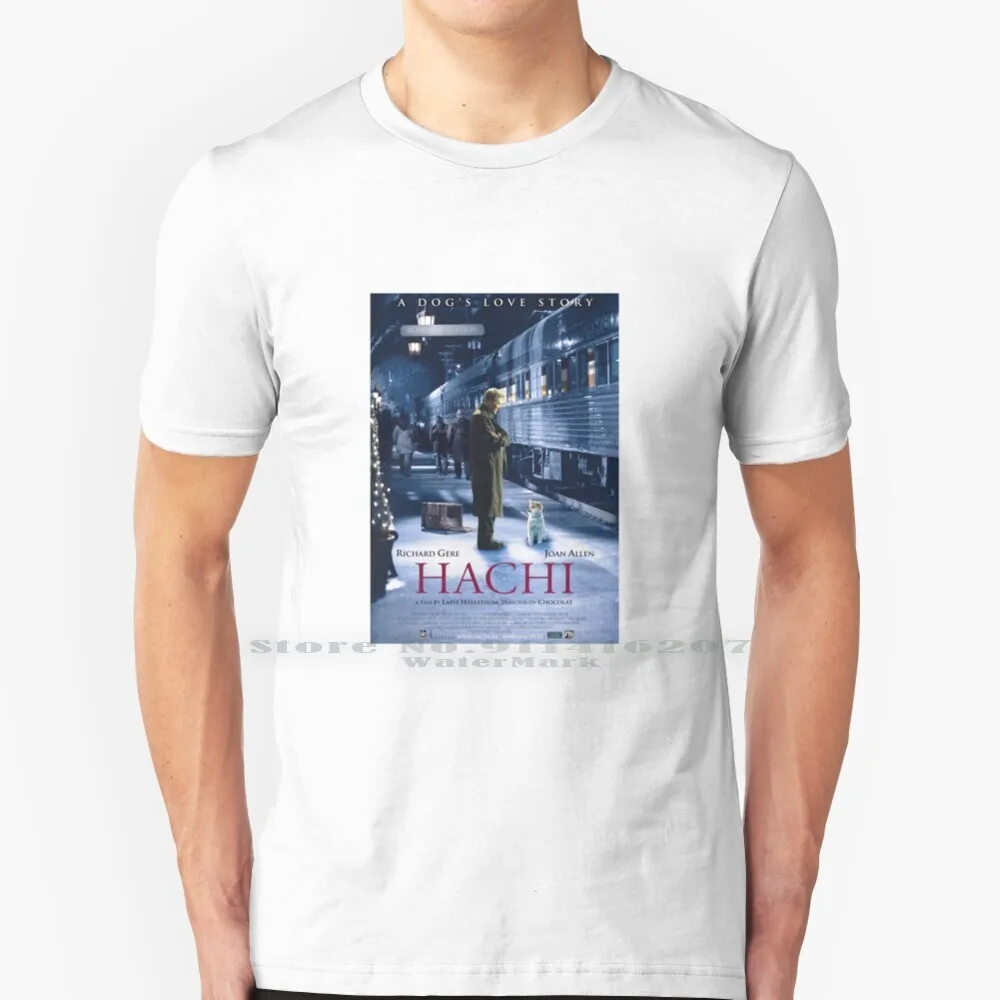Футболка с надписью Hachi A Dog's Tale Night Train футболка из 100% чистого хлопка Hachiko Shibuya Akita